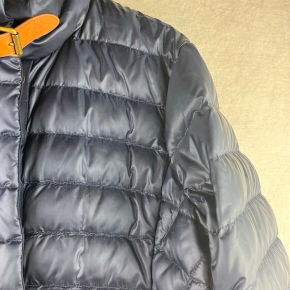 Ralph Lauren Sport Women 4 Duck Down Puffer Jacker Blue Quilt Buckle Collar Prep - Picture 7 of 13